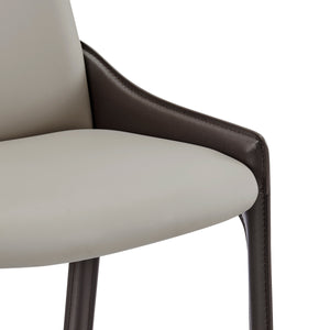Stella Faux Leather Dining Side Chair, Taupe/Dark Brown