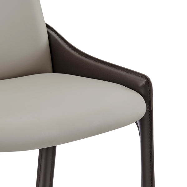 Stella Faux Leather Dining Side Chair, Taupe/Dark Brown