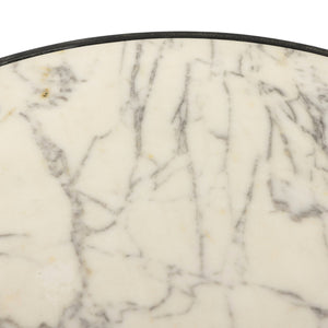 Balboa Outdoor End Table - Veined White Marble