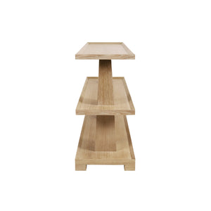 THREE TIER TWO COLUMN CONSOLE IN CERUSED OAK
