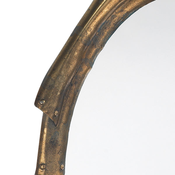Margaux Metal Oval Wall Mirror, Antique Brass