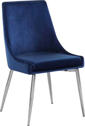 Lynette Dining Chair In Navy Velvet and Chrome