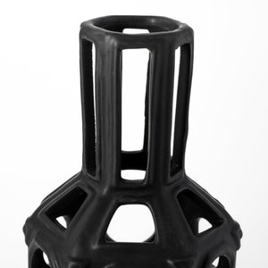 Brunel Large Black Drum-Shaped Ceramic Vase