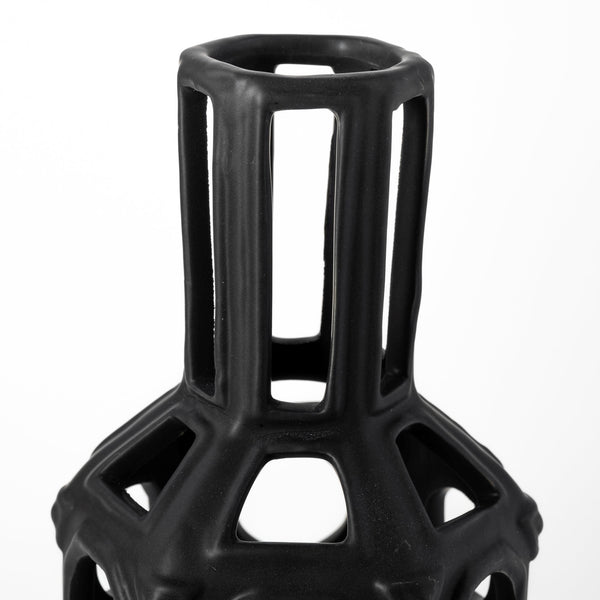 Brunel Large Black Drum-Shaped Ceramic Vase