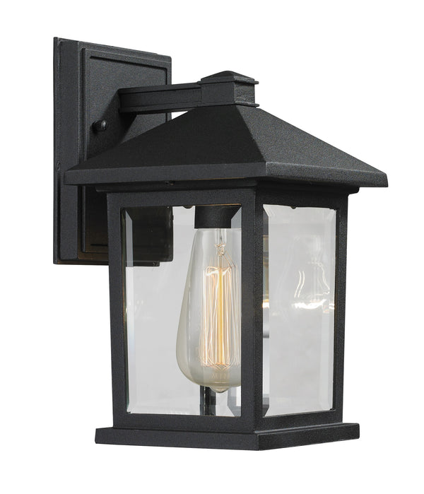 Portland 1 Light Outdoor Wall Light in Black Finish
