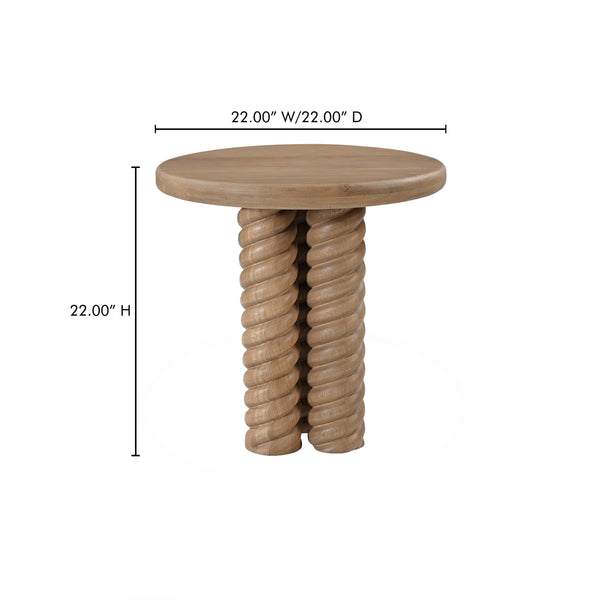 Treccia Side Table with Braided Base in Natural Oak