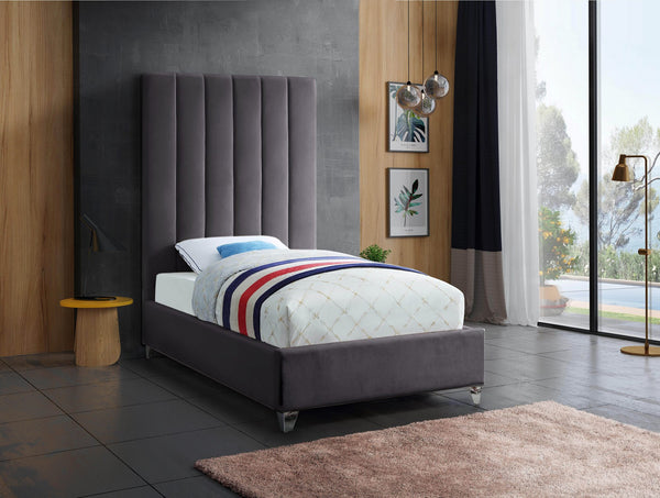 Glenda Twin Bed In Grey Velvet