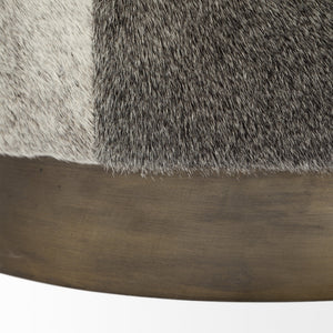 Zahavi I 23"H grey-toned hair-on-hide ottoman