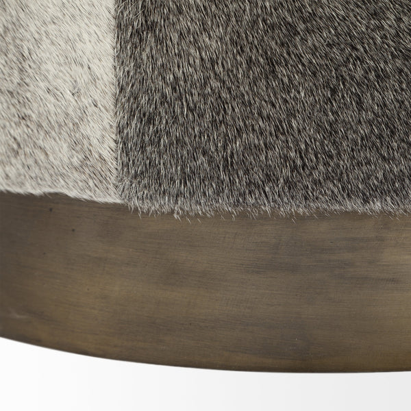 Zahavi I 23"H grey-toned hair-on-hide ottoman