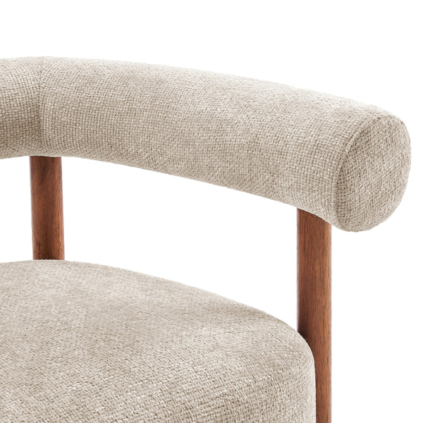 Vincent Chenille Accent Arm Chair Brown Legs, Grenada Cream 