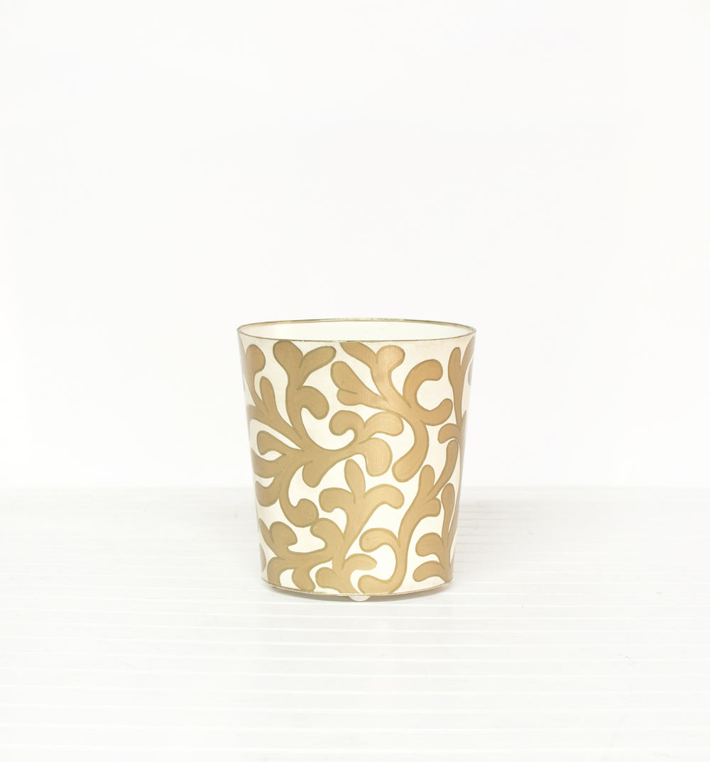 OVAL WASTEBASKET GOLD/CREAM