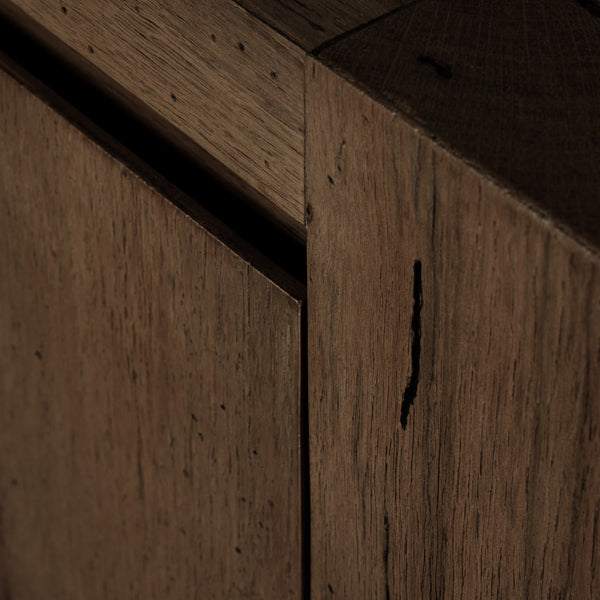 Abaso Media Console In Ebony Rustic Wormwd