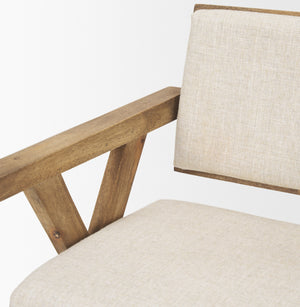 Topanga I Cream Fabric Wrap Medium Brown Wooden Frame Dining Chair