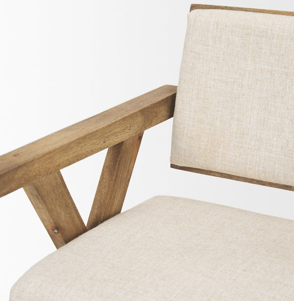 Topanga I Cream Fabric Wrap Medium Brown Wooden Frame Dining Chair