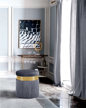 Edna Ottoman/Stool In Grey Velvet