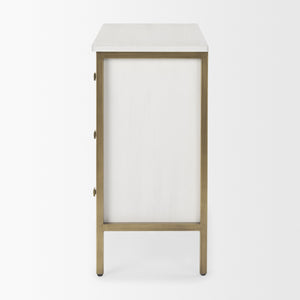 Savannah White Fir Veneer w/ Gold Metal 3-Drawer Accent Cabinet