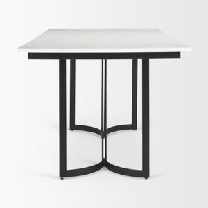 Tanner I 71L x 35W Rectangular White Marble W/ Metal Base Dining Table