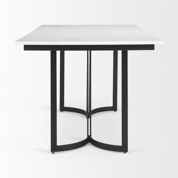 Tanner I 71L x 35W Rectangular White Marble W/ Metal Base Dining Table