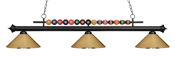 Shark 3 Light Billiard Light in Matte Black Finish