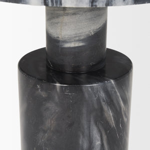 Taite Solid Dark Gray Marble Pedestal Accent Table