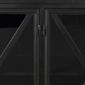 Poppy I 79x16 Black Metal With  Glass Door Sideboard