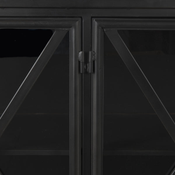 Poppy I 79x16 Black Metal With  Glass Door Sideboard
