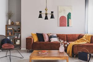 Soriano 3 Light Chandelier in Matte Black + Heritage Brass Finish