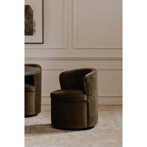 Moe's Dane Swivel Dining Chair in Faux Green Mohair