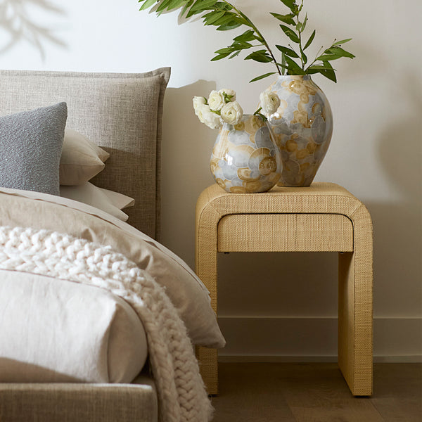 Montecito 1-Drawer Raffia Side Table