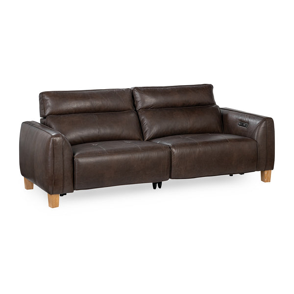 Conway Power Recliner Sofa in Brown Leather