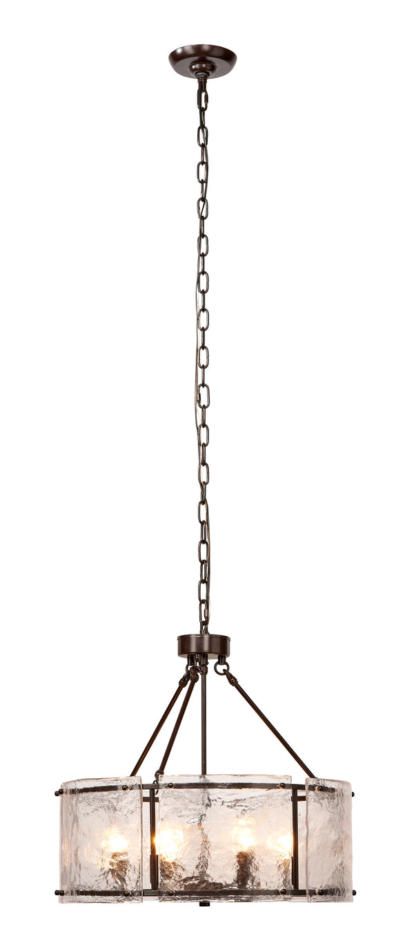 Glenn Large Round Metal 6-Light Chandelier, Bronze