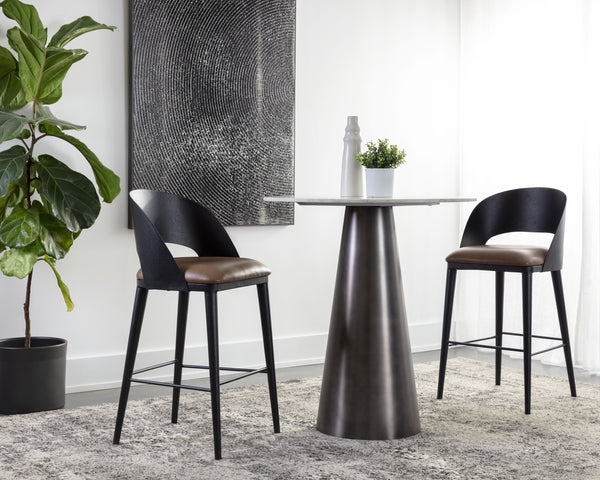 DEZIRAE BARSTOOL - BLACK - COGNAC LEATHER