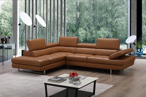 Eliza Italian Leather Sectional Caramel In Left hand Facing