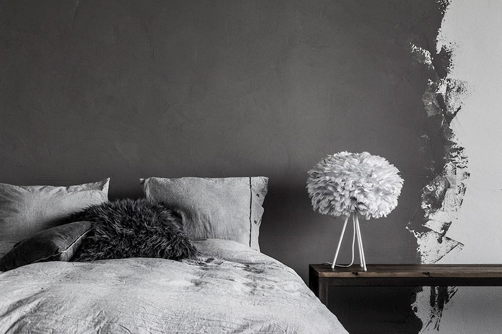 Eos 26" H Table Lamp in Grey with White Base
