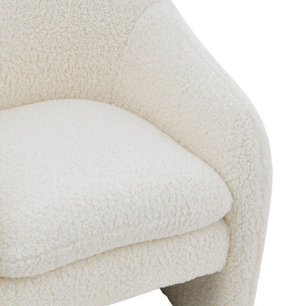Zella Faux Shearling Fabric Accent Arm Chair In Shearling Beige