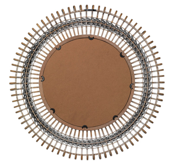 Grove Bamboo Round Braided Mirror, Gray