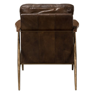 Christopher Leather Club Chair with Metal Frame - Truffle Brown