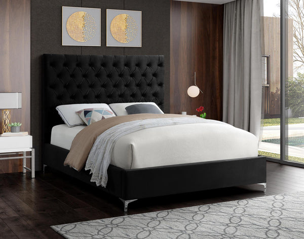 Robin Full Bed In Black Velvet