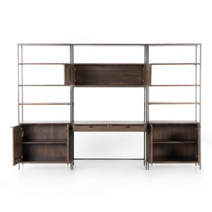 Trey Modular Wall Desk W/ 2 Bookcases - Auburn Poplar