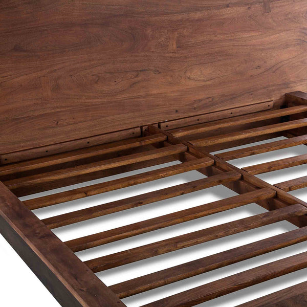 San Marino Acacia Wood Live Edge King Bed with Raw Walnut Finish