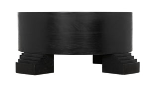 Tambour Mahogany Coffee Table with Veneer Top in Hand-Rubbed Black