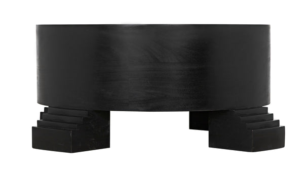 Tambour Mahogany Coffee Table with Veneer Top in Hand-Rubbed Black