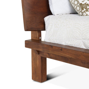 London Loft Acacia Wood Live Edge King Bed in Walnut Finish