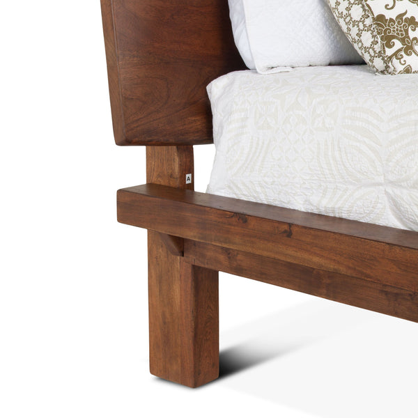 London Loft Acacia Wood Live Edge King Bed in Walnut Finish