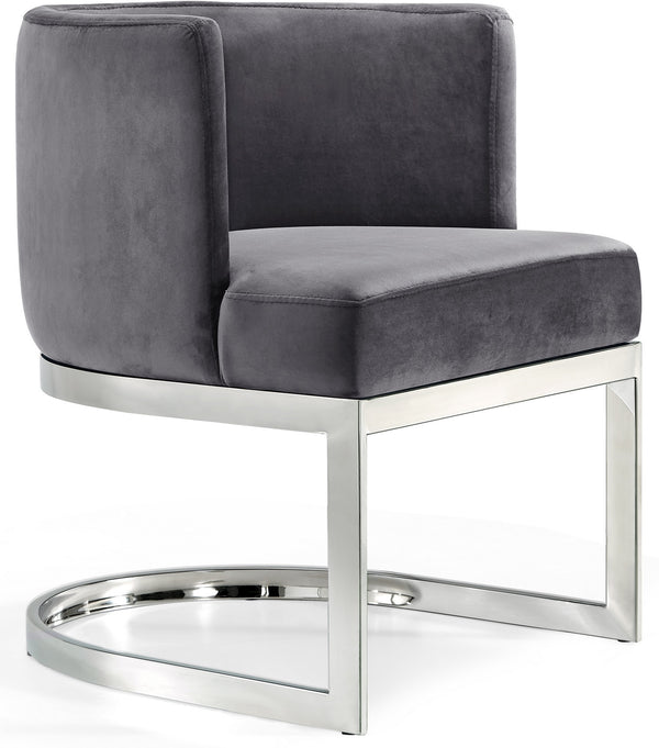 Donna Dining Chair In Grey Velvet and Chrome