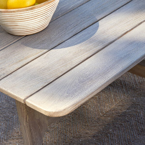 Dawn Outdoor Teak Coffee Table with Curved Edges - Gray