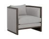 CHLOE LOUNGE CHAIR - DISTRESSED BROWN - LINOSO LIGHT GREY