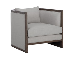 CHLOE LOUNGE CHAIR - DISTRESSED BROWN - LINOSO LIGHT GREY