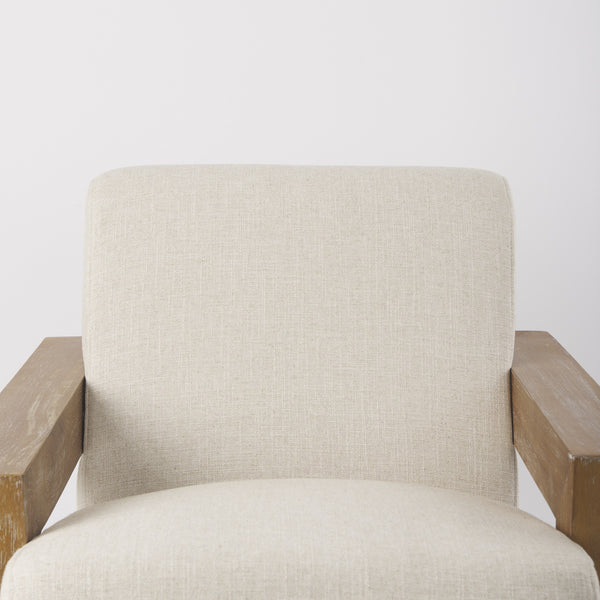 Sovereign Beige Fabric Seat and Wood Frame Accent Chair