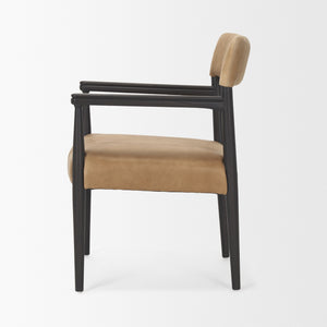 Toni Dark Brown Wood w/ Chestnut Leather Dining Chair
